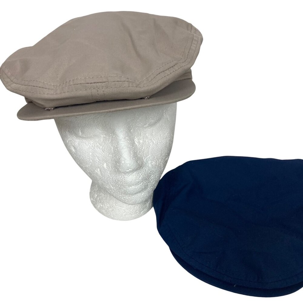 Vintage Newport Water Repellent Newsboy Cabbie Hat Lot of 2 Beige Blue  Flat Cap